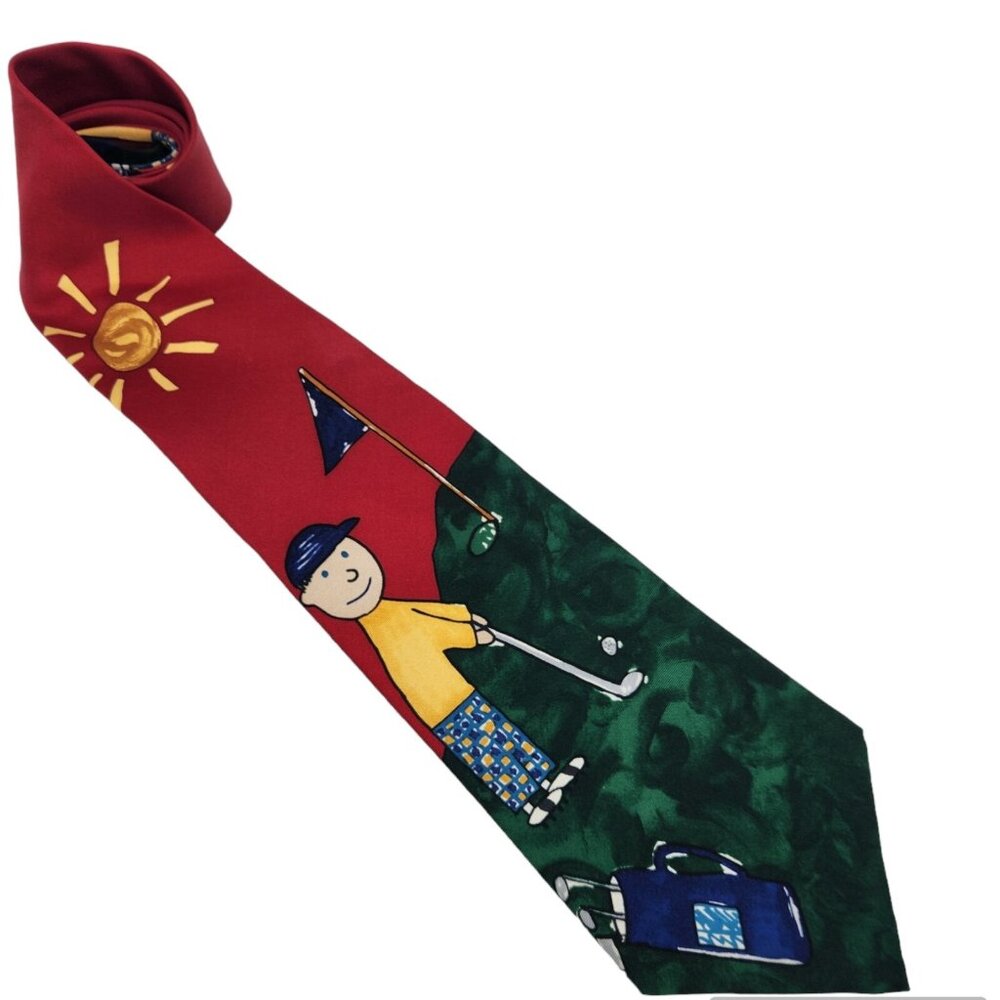 Save The Children‎ Golf Tie Golfer Dad Tie Necktie 57" Made In USA EUC